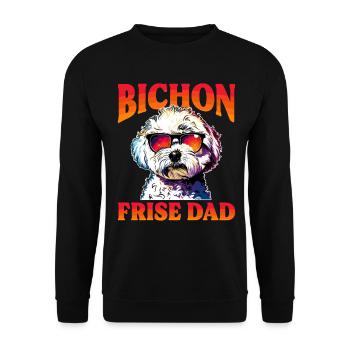 Bichon frisé Race de chien Bichon frisé Papa - Sweat-shirt Unisexe - noir - Devant - Alina (178cm) & Michal (187cm)