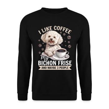 Bichon Frise Dog Breed I like coffee - Unisex Pullover - Schwarz - Vorne - Alina (178cm) & Michal (187cm)