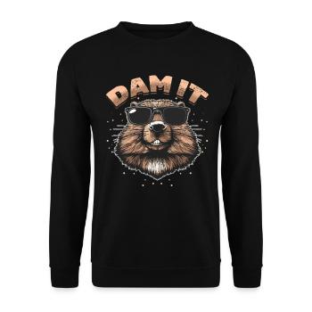 Funny Beaver Animal Dam It - Unisex Sweatshirt - black - Front - Alina (178cm) & Michal (187cm)