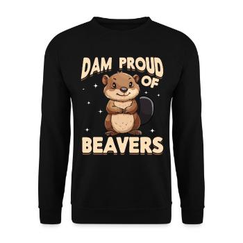 Funny Beaver Animal Dam proud of beavers - Unisex Sweatshirt - black - Front - Alina (178cm) & Michal (187cm)