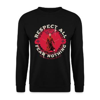 Mysteriöser Ninja-Krieger Respect All für einen - Unisex Pullover - Schwarz - Vorne - Alina (178cm) & Michal (187cm)