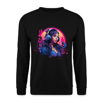 Retro DJ Party Mix für Frauen für einen DJ - Unisex Pullover - Schwarz - Vorne - Alina (178cm) & Michal (187cm)