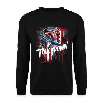 Touchdown Football Spieler Amerikanische Flagge - Unisex Pullover - Schwarz - Vorne - Alina (178cm) & Michal (187cm)