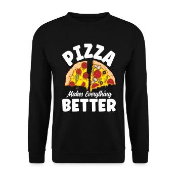 Pizza Makes Everything Better - Unisex Pullover - Schwarz - Vorne - Alina (178cm) & Michal (187cm)