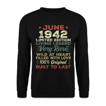 Juin 1942 Anniversaire Juin 1942 Cadeau Juin 1942 - Sweat-shirt Unisexe - noir - Devant - Alina (178cm) & Michal (187cm)