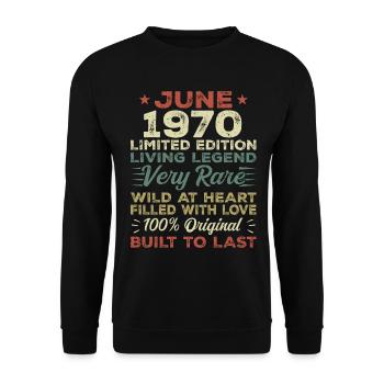 Juin 1970 Anniversaire Juin 1970 Cadeau Juin 1970 - Sweat-shirt Unisexe - noir - Devant - Alina (178cm) & Michal (187cm)