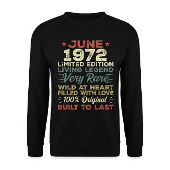 Juin 1972 Anniversaire Juin 1972 Cadeau Juin 1972 - Sweat-shirt Unisexe - noir - Devant - Alina (178cm) & Michal (187cm)
