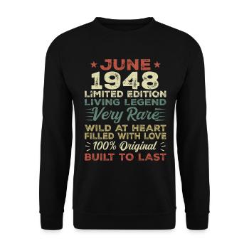 Juni 1948 Geburtstag Juni 1948 Geschenk Juni 1948 - Unisex Pullover - Schwarz - Vorne - Alina (178cm) & Michal (187cm)