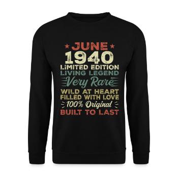 June 1940 Birthday June 1940 Gift June 1940 - Unisex Sweatshirt - black - Front - Alina (178cm) & Michal (187cm)