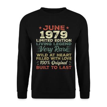 June 1979 Birthday June 1979 Gift June 1979 - Unisex Sweatshirt - black - Front - Alina (178cm) & Michal (187cm)