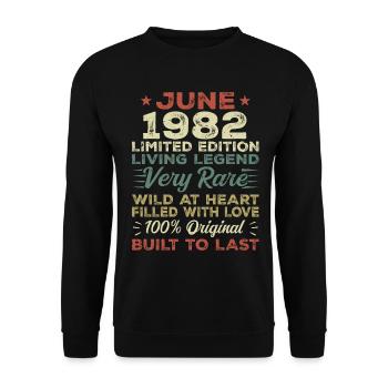 Juin 1982 Anniversaire Juin 1982 Cadeau Juin 1982 - Sweat-shirt Unisexe - noir - Devant - Alina (178cm) & Michal (187cm)