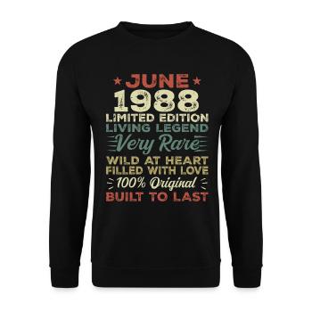 Juin 1988 Anniversaire Juin 1988 Cadeau Juin 1988 - Sweat-shirt Unisexe - noir - Devant - Alina (178cm) & Michal (187cm)