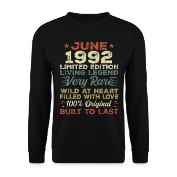 June 1992 Birthday June 1992 Gift June 1992 - Unisex Sweatshirt - black - Front - Alina (178cm) & Michal (187cm)