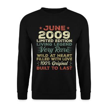 Juni 2009 Geburtstag Juni 2009 Geschenk Juni 2009 - Unisex Pullover - Schwarz - Vorne - Alina (178cm) & Michal (187cm)
