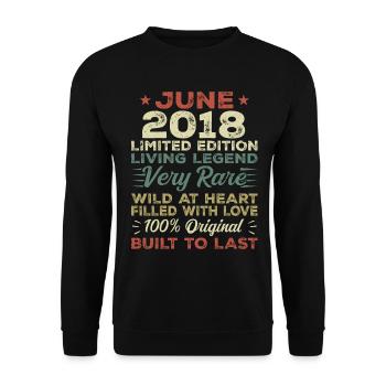 Juni 2018 Geburtstag Juni 2018 Geschenk Juni 2018 - Unisex Pullover - Schwarz - Vorne - Alina (178cm) & Michal (187cm)