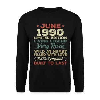 June 1990 Birthday June 1990 Gift June 1990 - Unisex Sweatshirt - black - Front - Alina (178cm) & Michal (187cm)
