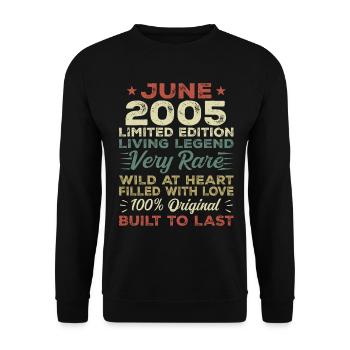 Juin 2005 Anniversaire Juin 2005 Cadeau Juin 2005 - Sweat-shirt Unisexe - noir - Devant - Alina (178cm) & Michal (187cm)