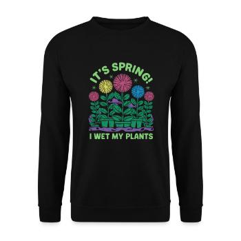 It's Spring I'm So Excited I Wet My Plants - Unisex Pullover - Schwarz - Vorne - Alina (178cm) & Michal (187cm)