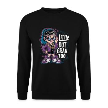 Cooles Mädchen mit blauen Haaren und Sonnenbrille - Unisex Pullover - Schwarz - Vorne - Alina (178cm) & Michal (187cm)