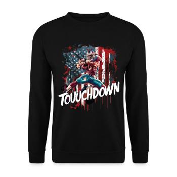 Touchdown Football Spieler Amerikanische Flagge - Unisex Pullover - Schwarz - Vorne - Alina (178cm) & Michal (187cm)