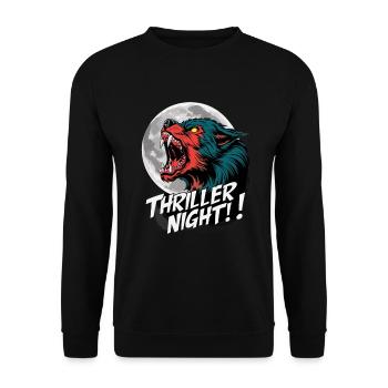 Thriller Night für einen Werwolf Fan - Unisex Pullover - Schwarz - Vorne - Alina (178cm) & Michal (187cm)
