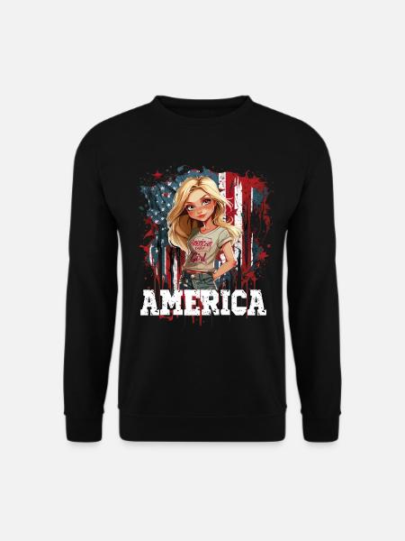 Patriotisches Amerikanisches Mädchen USA für - Unisex Pullover - Schwarz