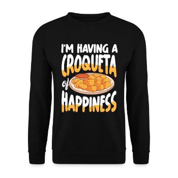 I'm Having A Croqueta of Happiness - Unisex Pullover - Schwarz - Vorne - Alina (178cm) & Michal (187cm)