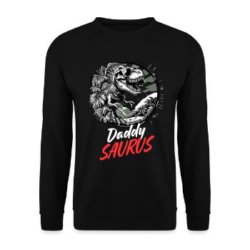 Dad Daddy Saurus Dad Father's Day Dinosaur Fun - Unisex Sweatshirt - black - Front - Alina (178cm) & Michal (187cm)