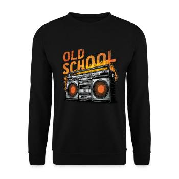 Kassette Musik 80s Pop Style für alle die die 80s - Unisex Pullover - Schwarz - Vorne - Alina (178cm) & Michal (187cm)