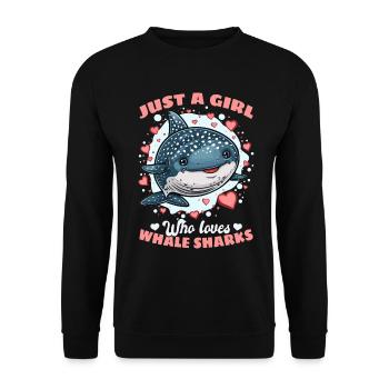 Funny Whale Shark Animal Just A Girl Who Loves - Unisex Pullover - Schwarz - Vorne - Alina (178cm) & Michal (187cm)