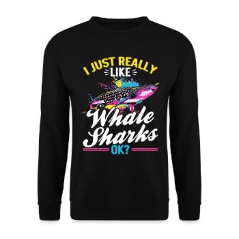 Funny Whale Shark Animal I Just Really Like Whale - Unisex Pullover - Schwarz - Vorne - Alina (178cm) & Michal (187cm)