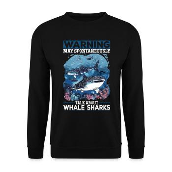 Funny Whale Shark Animal Warning May Spontaneously - Unisex Pullover - Schwarz - Vorne - Alina (178cm) & Michal (187cm)