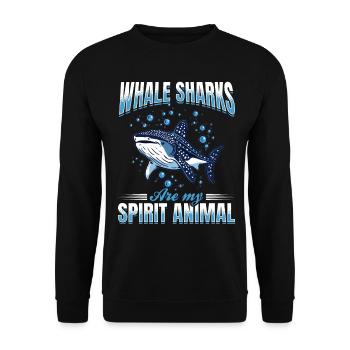 Funny Animal Whale Sharks are my spirit animal - Unisex Pullover - Schwarz - Vorne - Alina (178cm) & Michal (187cm)