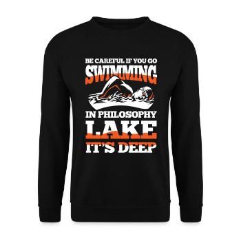 If you go swimming in Philosophy Lake It's deep - Unisex Pullover - Schwarz - Vorne - Alina (178cm) & Michal (187cm)