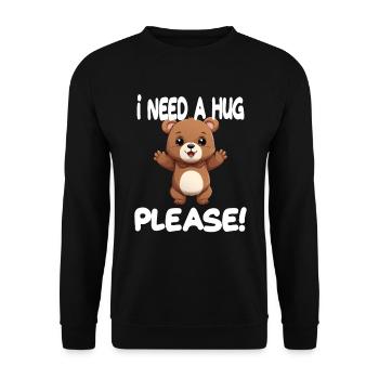 Hug Me Bear mit offenen Armen Umarmung für - Unisex Pullover - Schwarz - Vorne - Alina (178cm) & Michal (187cm)