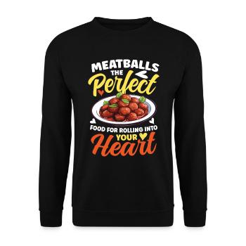 Meatballs Rolling Into Your Heart - Unisex Pullover - Schwarz - Vorne - Alina (178cm) & Michal (187cm)