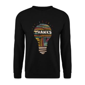 Inspirierende Dankeschön-Glühbirne - Unisex Pullover - Schwarz - Vorne - Alina (178cm) & Michal (187cm)