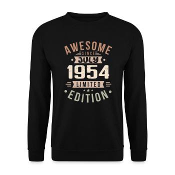 Juli 1954 Geburtstag Juli 1954 Geburtstagsgeschenk - Unisex Pullover - Schwarz - Vorne - Alina (178cm) & Michal (187cm)