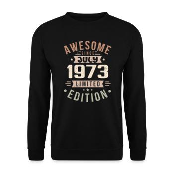 Juli 1973 Geburtstag Juli 1973 Geburtstagsgeschenk - Unisex Pullover - Schwarz - Vorne - Alina (178cm) & Michal (187cm)