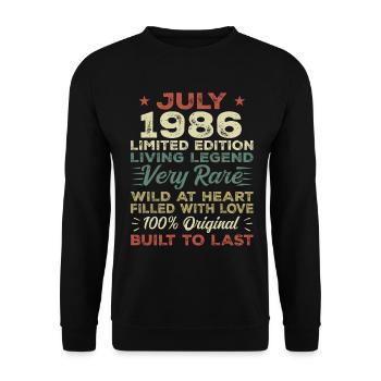 Gift July 1986 Anniversary July 1986 Birthday - Unisex Sweatshirt - black - Front - Alina (178cm) & Michal (187cm)