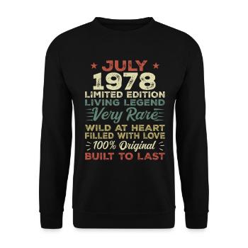 Cadeau Juillet 1978 Anniversaire Juillet 1978 Anniversaire - Sweat-shirt Unisexe - noir - Devant - Alina (178cm) & Michal (187cm)