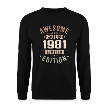 Anniversaire de juillet 1981 Cadeau d'anniversaire de juillet 1981 - Sweat-shirt Unisexe - noir - Devant - Alina (178cm) & Michal (187cm)
