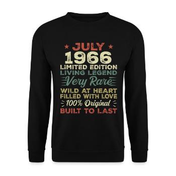 Cadeau Juillet 1966 Anniversaire Juillet 1966 Anniversaire - Sweat-shirt Unisexe - noir - Devant - Alina (178cm) & Michal (187cm)