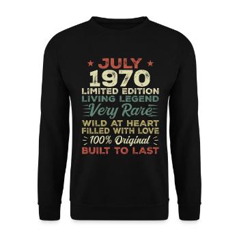 Geschenk Juli 1970 Jubiläum Juli 1970 Geburtstag - Unisex Pullover - Schwarz - Vorne - Alina (178cm) & Michal (187cm)