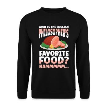 English Philosopher’s Favorite Food Hammmmm - Unisex Pullover - Schwarz - Vorne - Alina (178cm) & Michal (187cm)