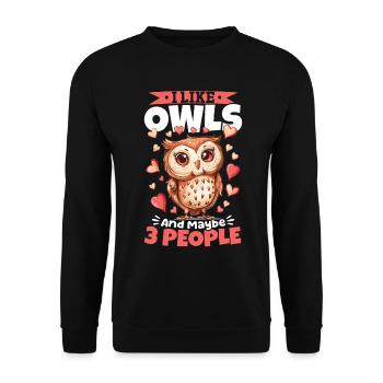 Owl Nocturnal Bird Animal I Like Owls - Unisex Sweatshirt - black - Front - Alina (178cm) & Michal (187cm)