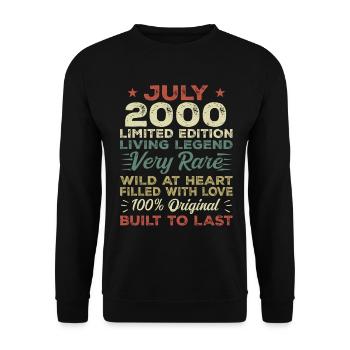 Geschenk Juli 2000 Jubiläum Juli 2000 Geburtstag - Unisex Pullover - Schwarz - Vorne - Alina (178cm) & Michal (187cm)