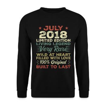 Geschenk Juli 2018 Jubiläum Juli 2018 Geburtstag - Unisex Pullover - Schwarz - Vorne - Alina (178cm) & Michal (187cm)