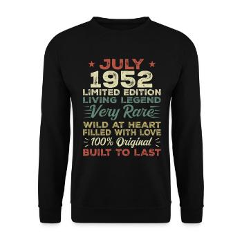 Geschenk Juli 1952 Jubiläum Juli 1952 Geburtstag - Unisex Pullover - Schwarz - Vorne - Alina (178cm) & Michal (187cm)
