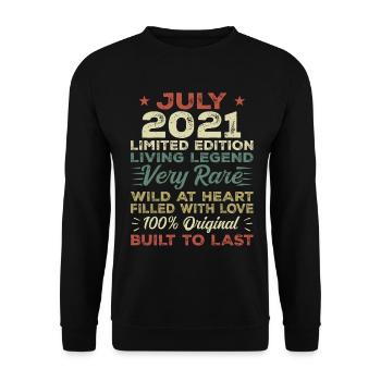 Gift July 2021 Anniversary July 2021 Birthday - Unisex Sweatshirt - black - Front - Alina (178cm) & Michal (187cm)